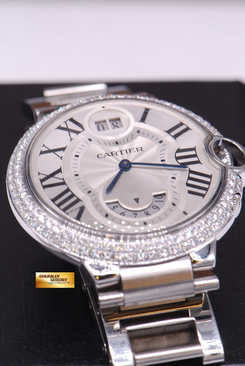 [SOLD] CARTIER BALLON BLEU GMT BIG DATE CUSTOM DIAMONDS QUARTZ (MINT)