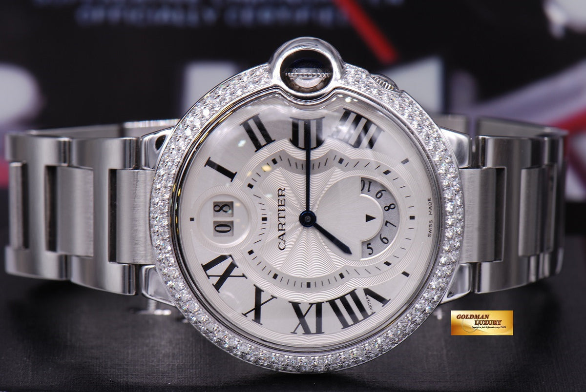 [SOLD] CARTIER BALLON BLEU GMT BIG DATE CUSTOM DIAMONDS QUARTZ (MINT)