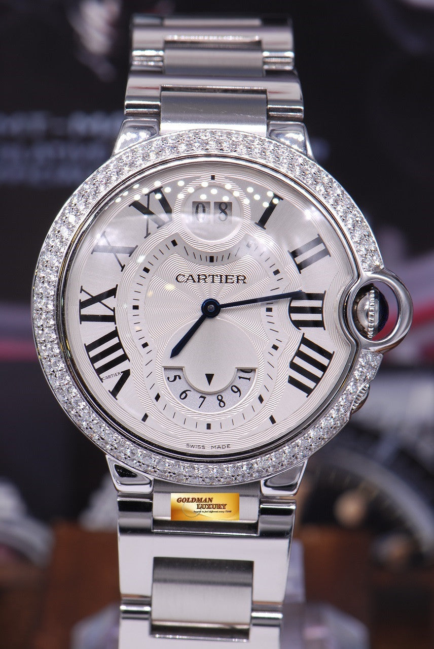 [SOLD] CARTIER BALLON BLEU GMT BIG DATE CUSTOM DIAMONDS QUARTZ (MINT)