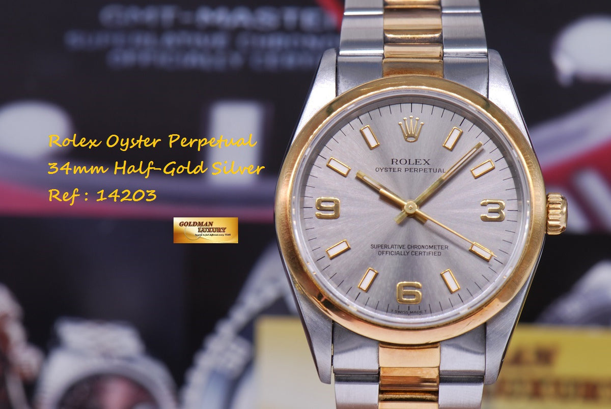 [SOLD] ROLEX OYSTER PERPETUAL 34mm HALF-GOLD Ref 14203 AUTOMATIC (NEAR MINT)