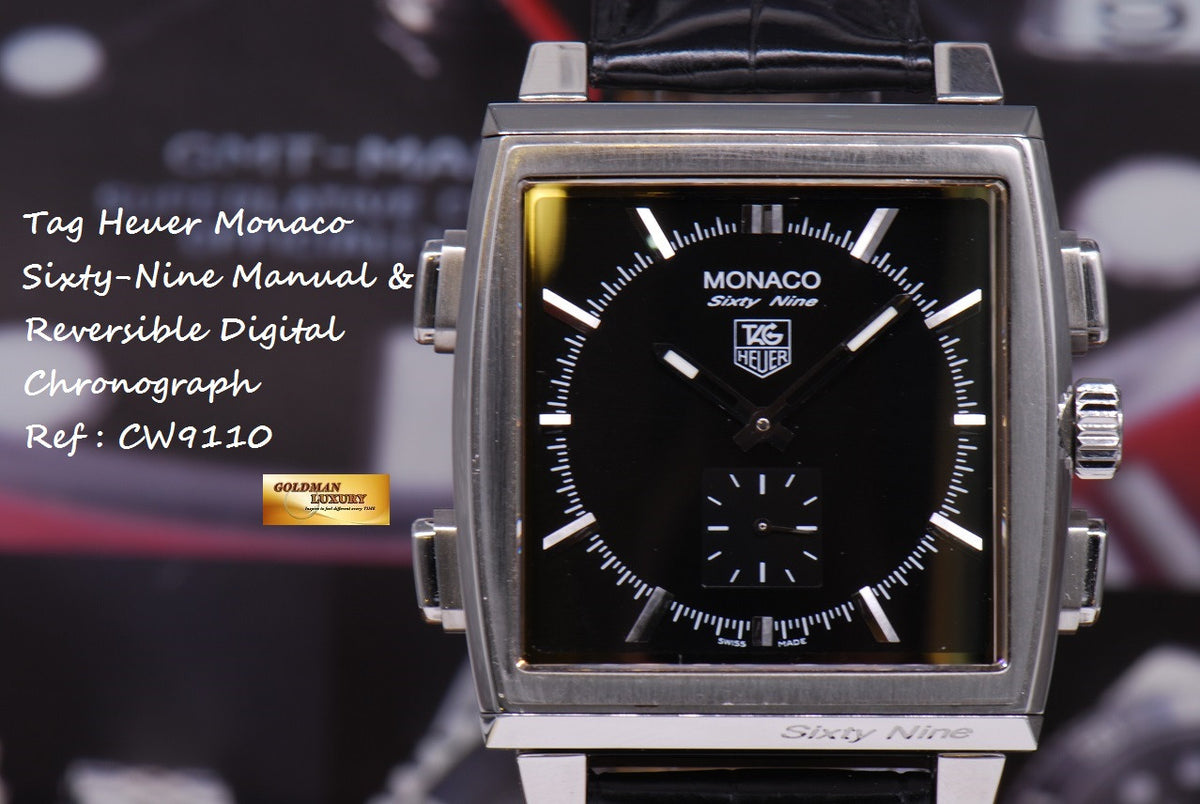 [SOLD] TAG HEUER MONACO SIXTY NINE MANUAL – REVERSIBLE DIGITAL CHRONOGRAPH CW9110 (MINT)