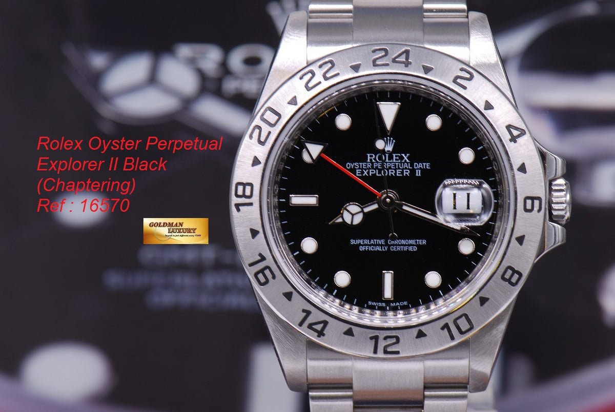 [SOLD] ROLEX OYSTER PERPETUAL EXPLORER II REF 16570 BLACK (CHAPTERING) (MINT)