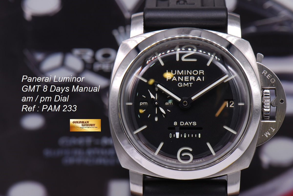[SOLD] PANERAI LUMINOR 1950 8-DAYS GMT MANUAL am / pm DIAL PAM 233 (MINT)