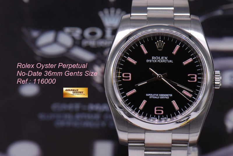 SOLD ROLEX OYSTER PERPETUAL NO DATE 36mm GENTS SIZE 116000 MINT Goldman Luxury