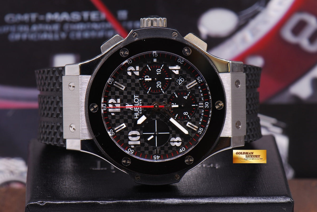 [SOLD] HUBLOT BIG BANG CHRONOGRAPH STAINLESS STEEL BLACK CERAMIC BEZEL AUTOMATIC (NEAR MINT)