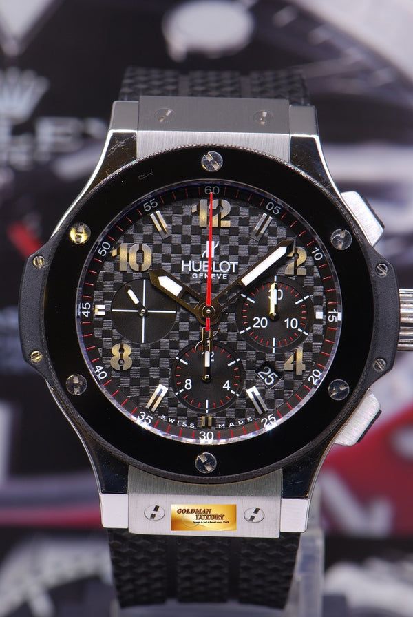 [SOLD] HUBLOT BIG BANG CHRONOGRAPH STAINLESS STEEL BLACK CERAMIC BEZEL AUTOMATIC (NEAR MINT)