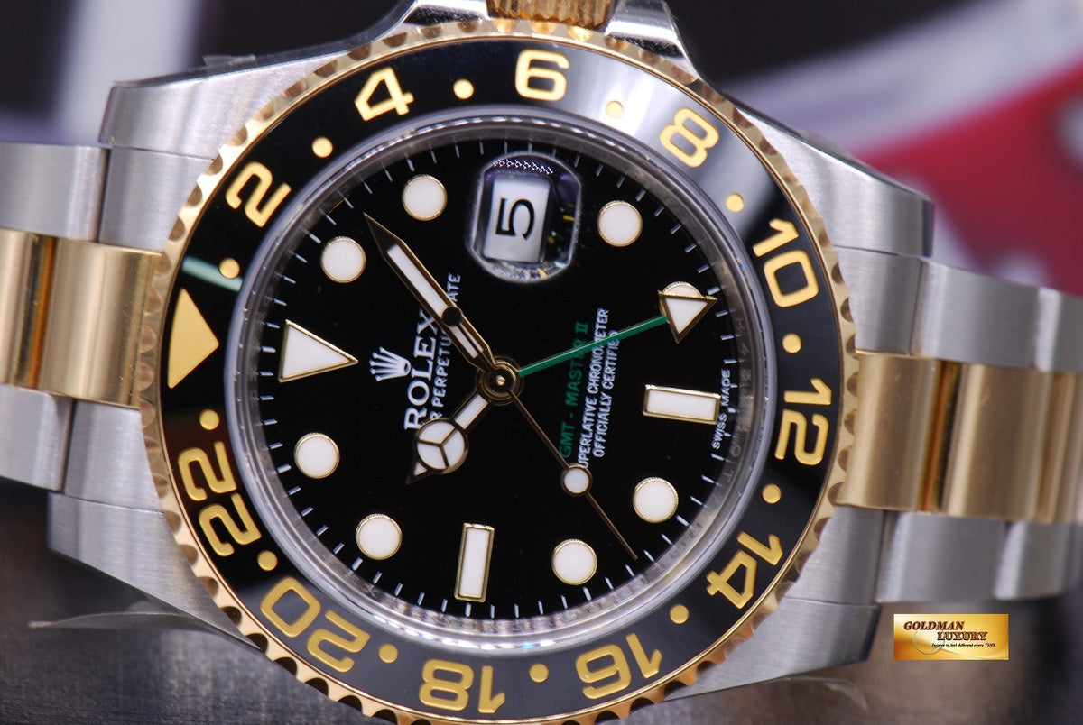 [SOLD] ROLEX OYSTER PERPETUAL GMT-MASTER II HALF-GOLD Ref 116713LN (MINT)