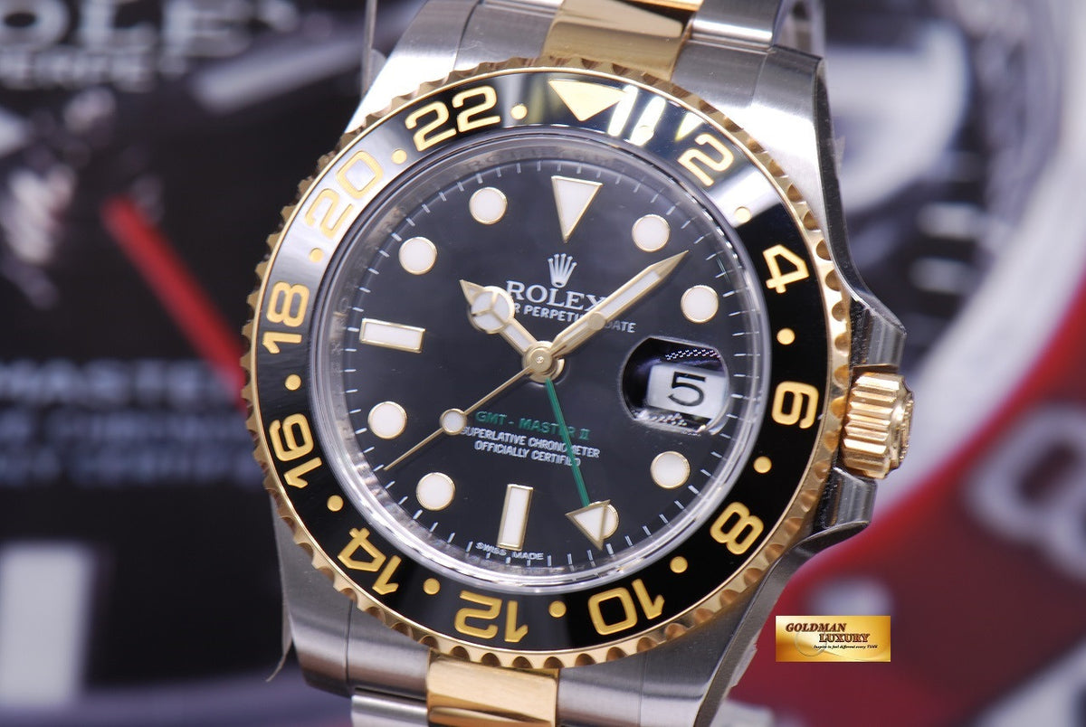 [SOLD] ROLEX OYSTER PERPETUAL GMT-MASTER II HALF-GOLD Ref 116713LN (MINT)