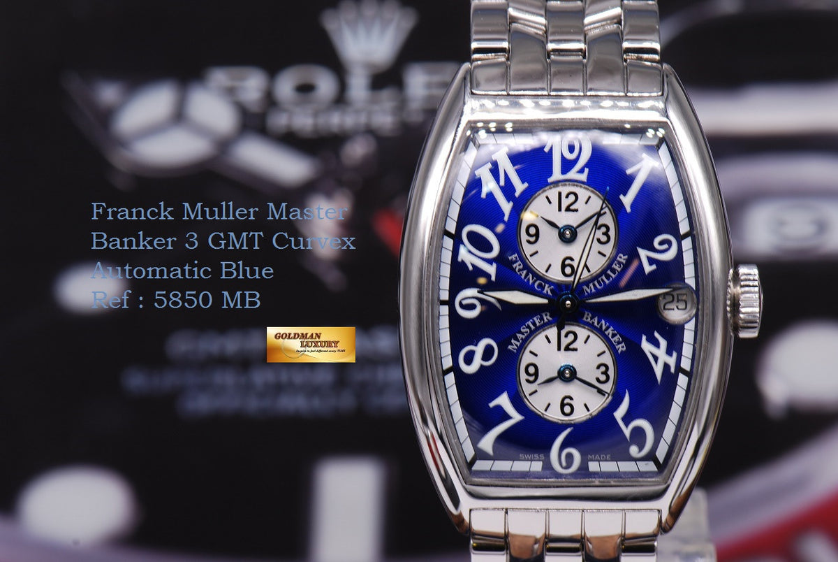 [SOLD] FRANCK MULLER MASTER BANKER 3 GMT CURVEX AUTOMATIC BLUE (MINT)