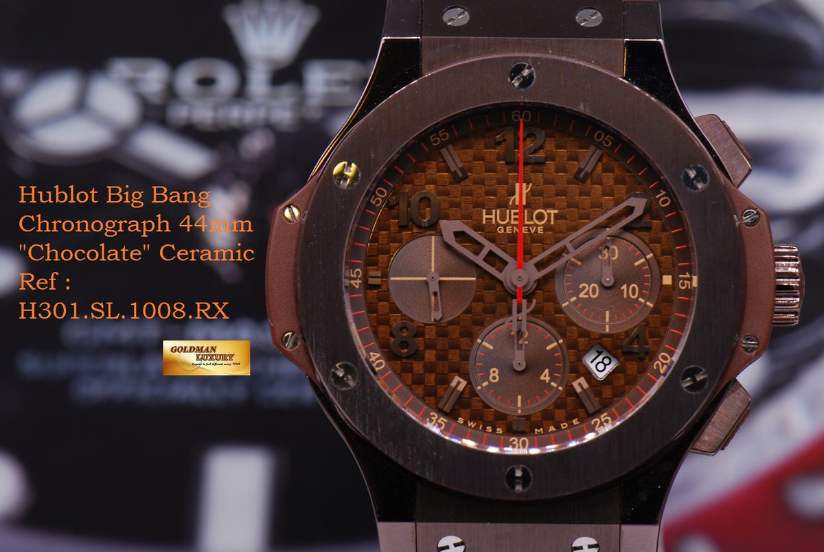 [SOLD] HUBLOT BIG BANG CHRONOGRAPH “CHOCOLATE” 44mm CERAMIC BEZEL AUTOMATIC (MINT)