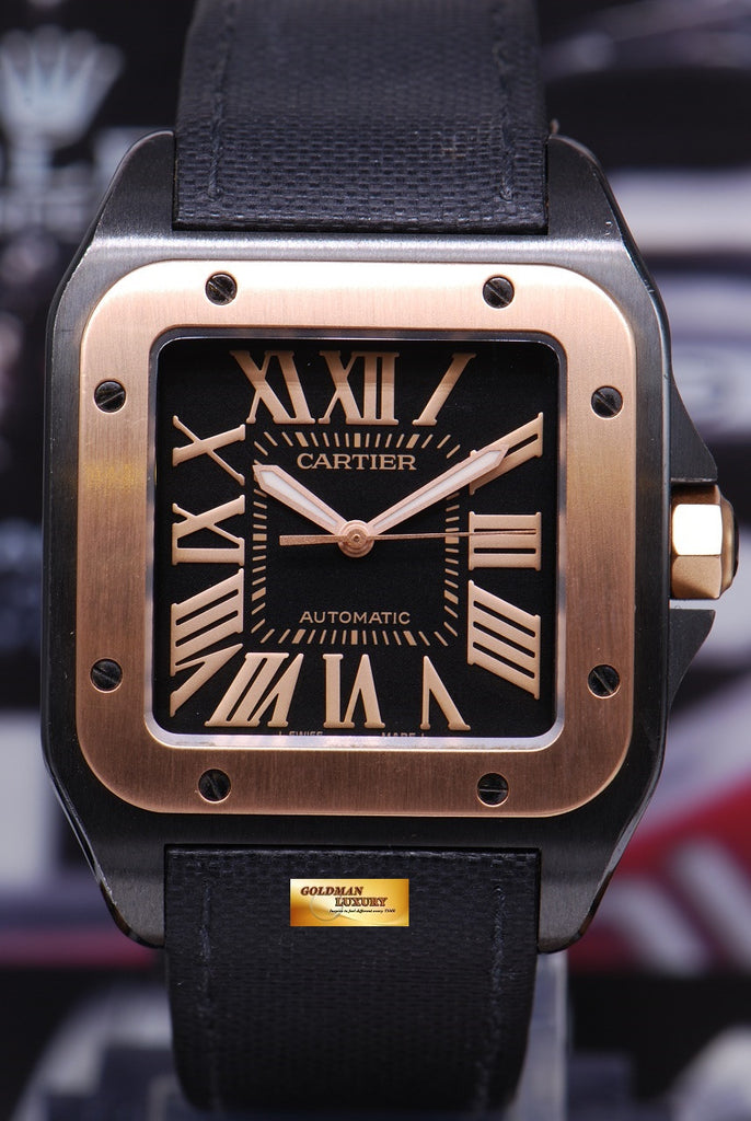 SOLD CARTIER SANTOS 100 XL ADLC BLACK HALF GOLD