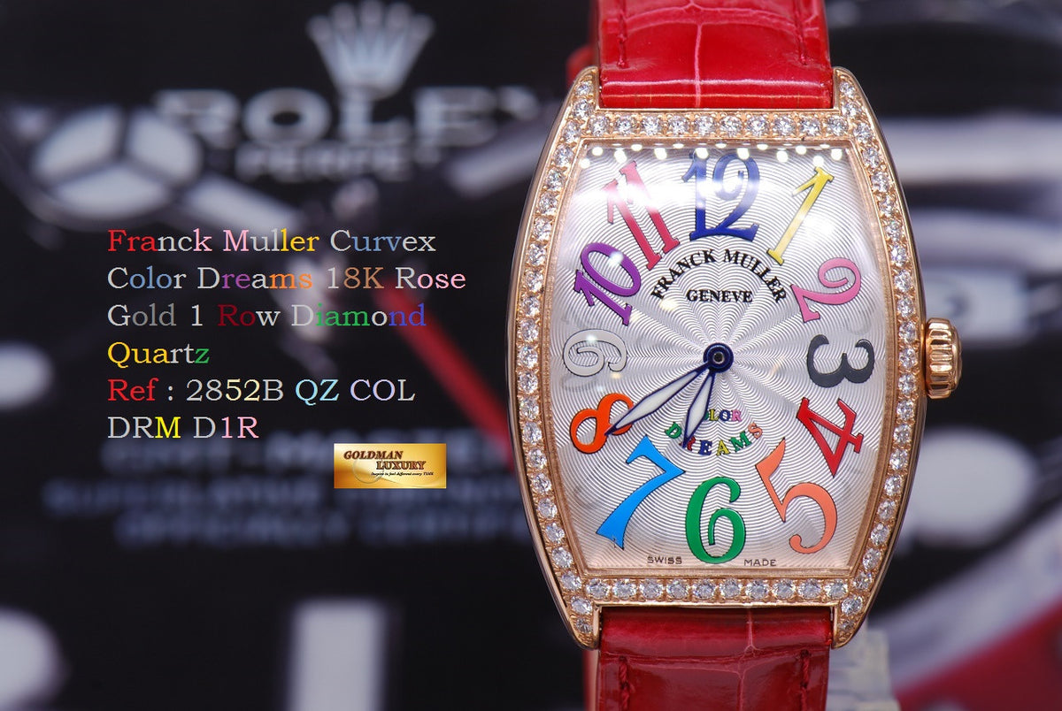 [SOLD] FRANCK MULLER CURVEX 18K ROSE GOLD COLOR DREAMS 1 ROW DIAMONDS QUARTZ Ref 2852 B  (NEW)