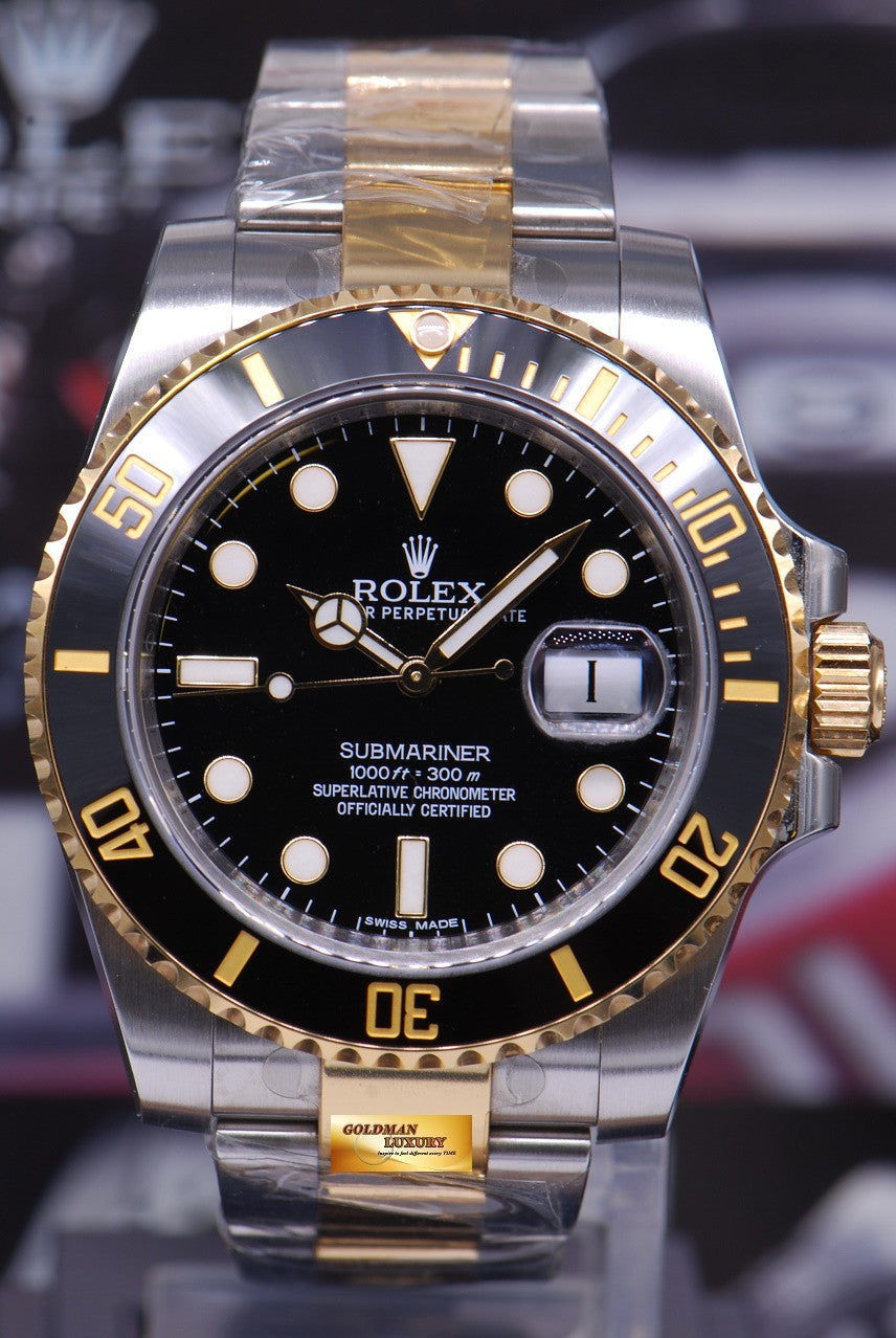 [SOLD] ROLEX OYSTER PERPETUAL SUBMARINER HALF-GOLD BLACK Ref : 116613 (MINT)