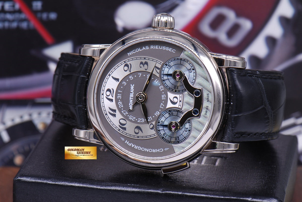 MONT BLANC NICOLAS RIEUSSEC CHRONOGRAPH 42mm 18K WHITE GOLD MANUAL (MINT)