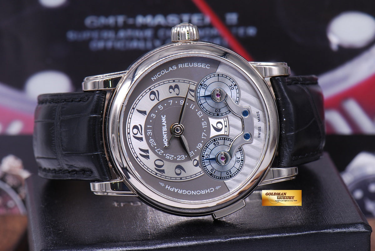 MONT BLANC NICOLAS RIEUSSEC CHRONOGRAPH 42mm 18K WHITE GOLD MANUAL (MINT)
