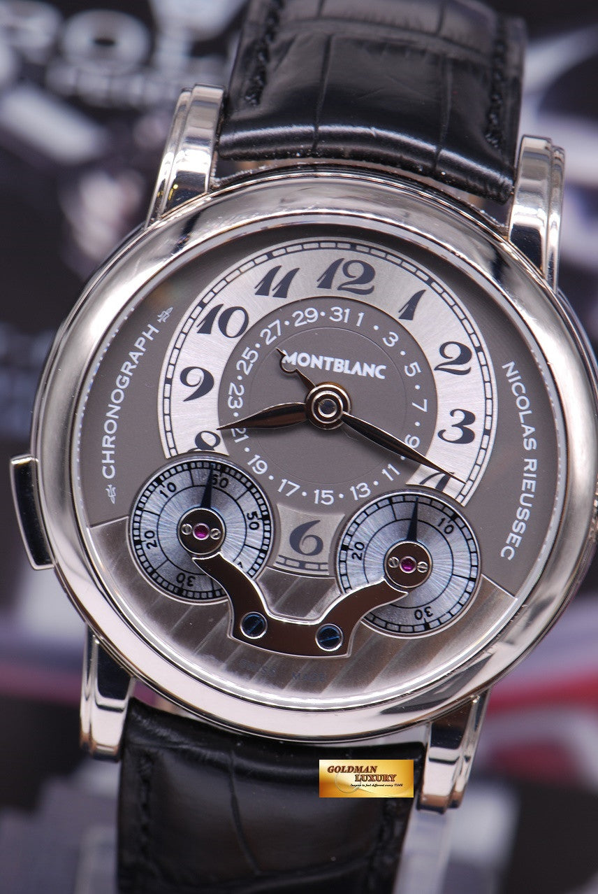 MONT BLANC NICOLAS RIEUSSEC CHRONOGRAPH 42mm 18K WHITE GOLD MANUAL (MINT)