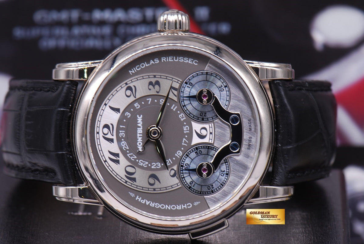 MONT BLANC NICOLAS RIEUSSEC CHRONOGRAPH 42mm 18K WHITE GOLD MANUAL (MINT)