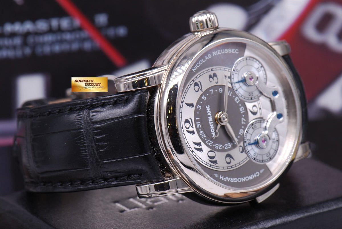 MONT BLANC NICOLAS RIEUSSEC CHRONOGRAPH 42mm 18K WHITE GOLD MANUAL (MINT)