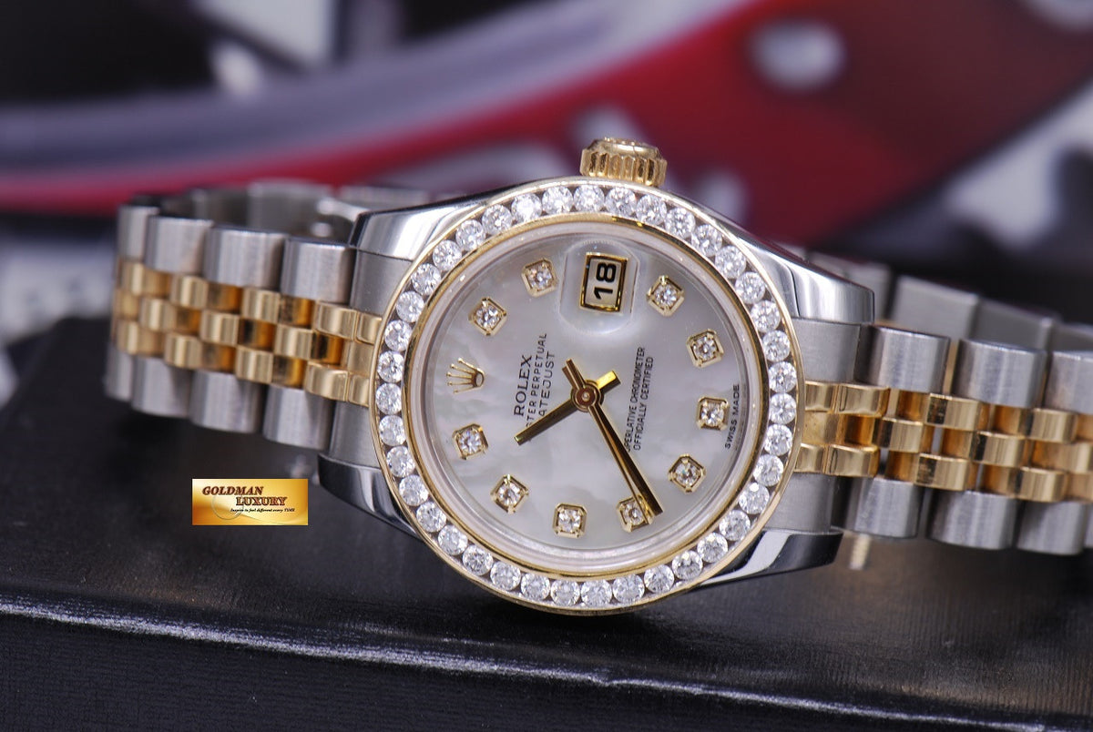 [SOLD] ROLEX OYSTER PERPETUAL DATEJUST MOP DIAMOND DIAL & BEZEL Ref : 179173 (MINT)