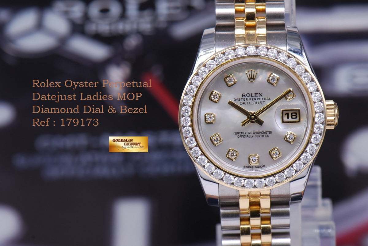 [SOLD] ROLEX OYSTER PERPETUAL DATEJUST MOP DIAMOND DIAL & BEZEL Ref : 179173 (MINT)
