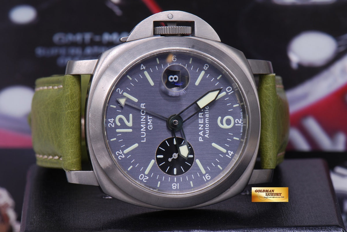 [SOLD] PANERAI LUMINOR GMT TITANIUM ANTHRACITE BLUE DIAL Ref : PAM 89 (RARE) (NEAR MINT)