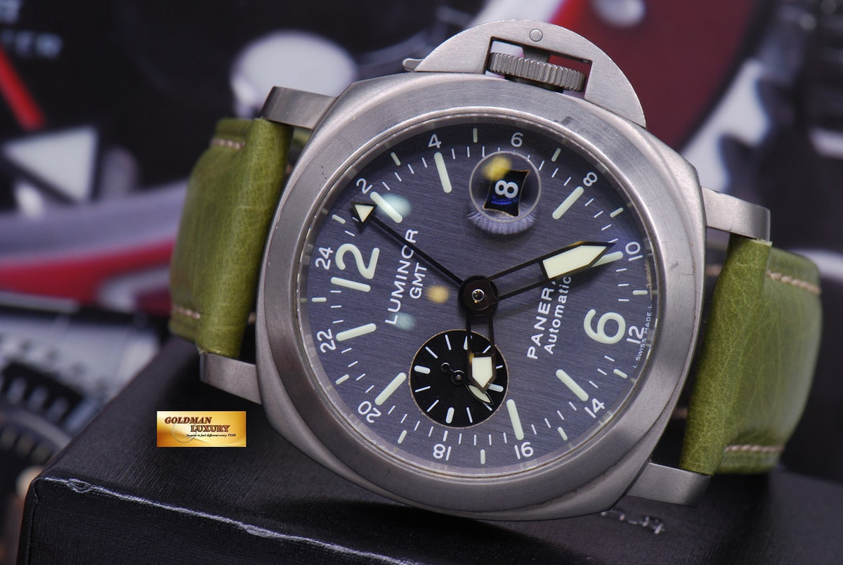 [SOLD] PANERAI LUMINOR GMT TITANIUM ANTHRACITE BLUE DIAL Ref : PAM 89 (RARE) (NEAR MINT)