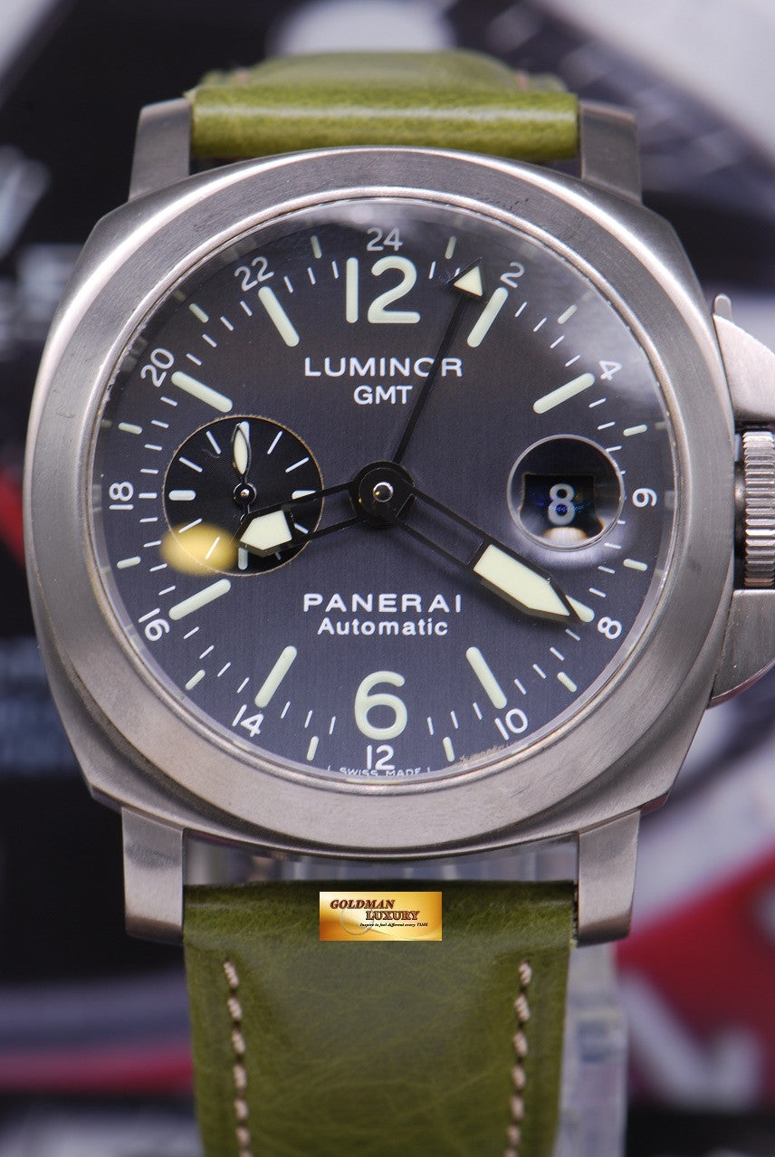 [SOLD] PANERAI LUMINOR GMT TITANIUM ANTHRACITE BLUE DIAL Ref : PAM 89 (RARE) (NEAR MINT)