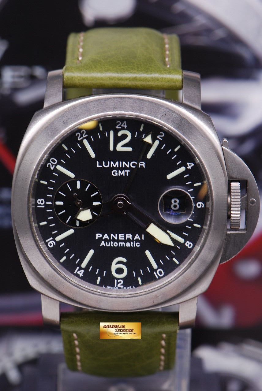[SOLD] PANERAI LUMINOR GMT TITANIUM ANTHRACITE BLUE DIAL Ref : PAM 89 (RARE) (NEAR MINT)
