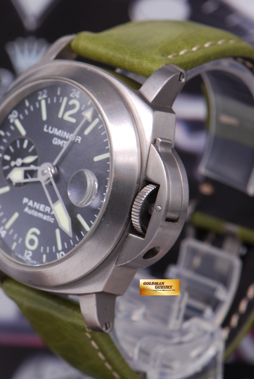 [SOLD] PANERAI LUMINOR GMT TITANIUM ANTHRACITE BLUE DIAL Ref : PAM 89 (RARE) (NEAR MINT)