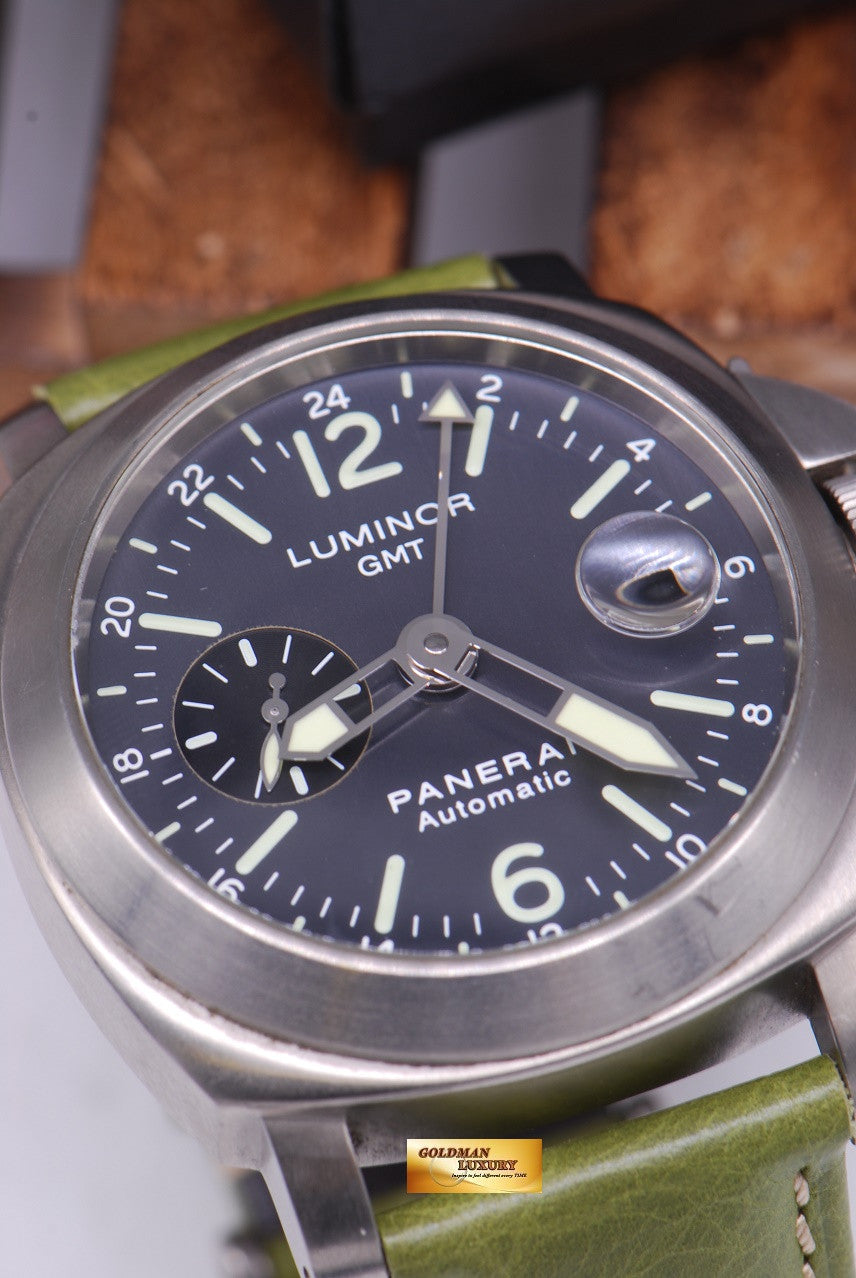 [SOLD] PANERAI LUMINOR GMT TITANIUM ANTHRACITE BLUE DIAL Ref : PAM 89 (RARE) (NEAR MINT)