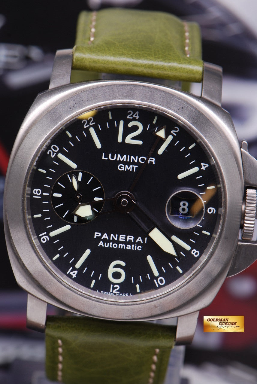 [SOLD] PANERAI LUMINOR GMT TITANIUM ANTHRACITE BLUE DIAL Ref : PAM 89 (RARE) (NEAR MINT)