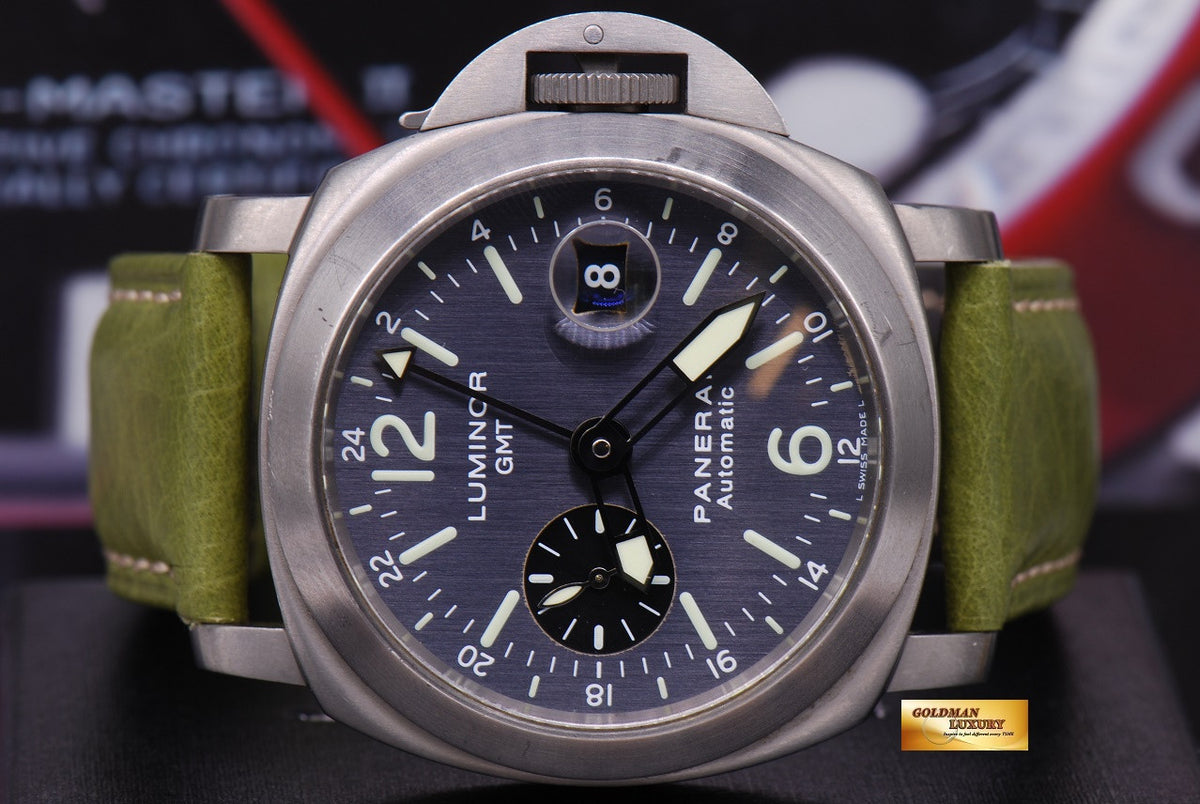 [SOLD] PANERAI LUMINOR GMT TITANIUM ANTHRACITE BLUE DIAL Ref : PAM 89 (RARE) (NEAR MINT)