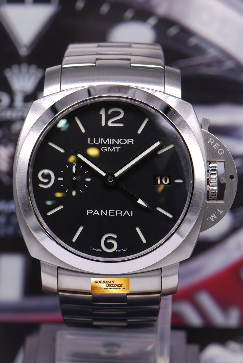 SOLD PANERAI LUMINOR GMT 1950 STAINLESS STEEL 44mm Ref PAM 329 NE Goldman Luxury