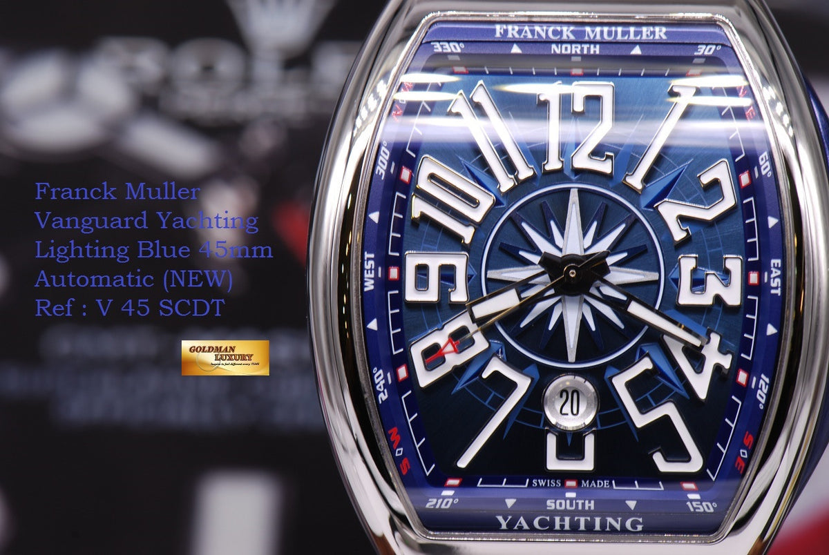 [SOLD] FRANCK MULLER VANGUARD YACHTING 45mm LIGHTING BLUE SS AUTOMATIC Ref V45SCDT (NEW-UNWORN)