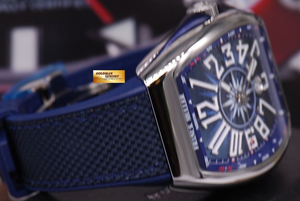 [SOLD] FRANCK MULLER VANGUARD YACHTING 45mm LIGHTING BLUE SS AUTOMATIC Ref V45SCDT (NEW-UNWORN)