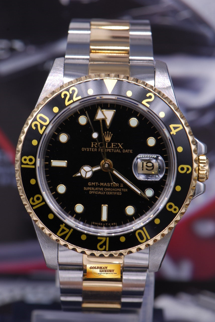 [SOLD] ROLEX OYSTER PERPETUAL GMT-MASTER II HALF-GOLD BLACK Ref : 16713 (MINT)