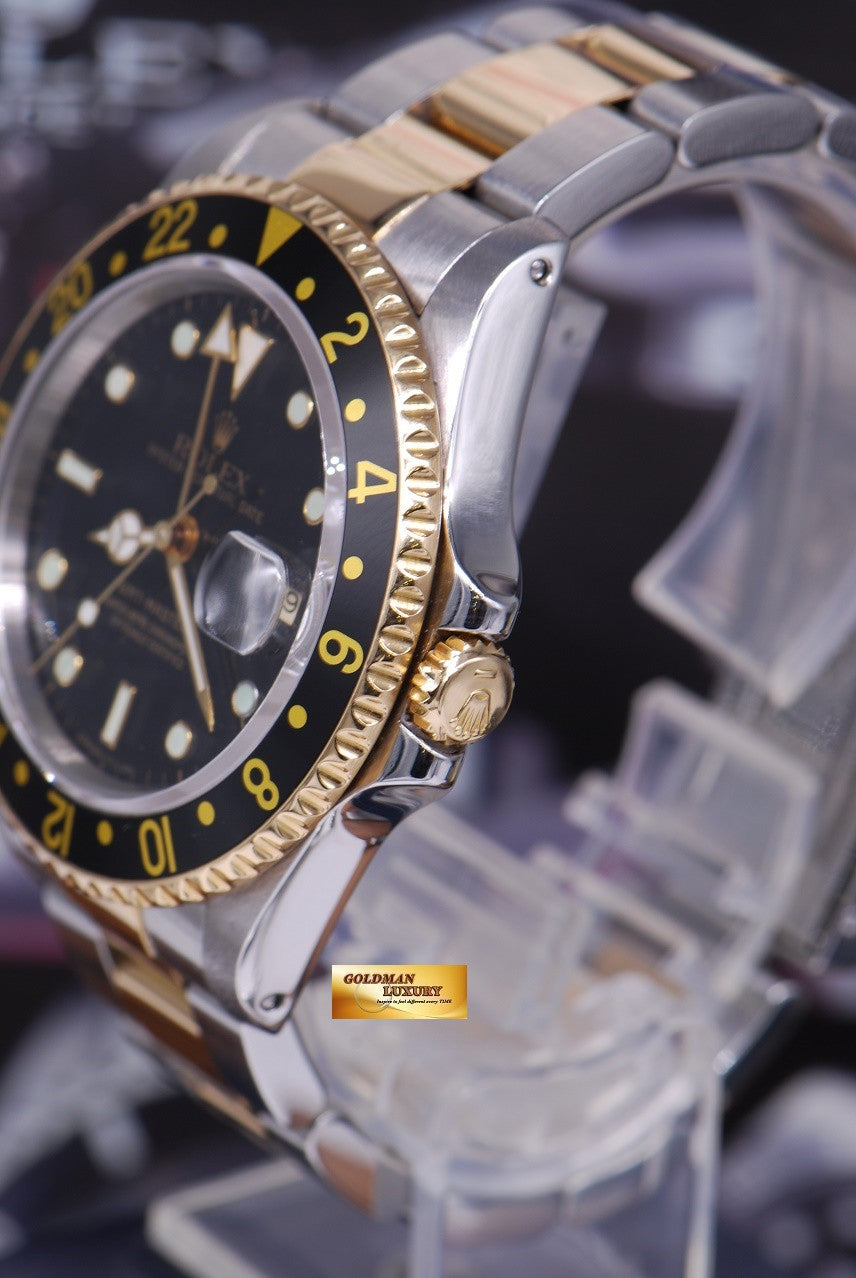 [SOLD] ROLEX OYSTER PERPETUAL GMT-MASTER II HALF-GOLD BLACK Ref : 16713 (MINT)