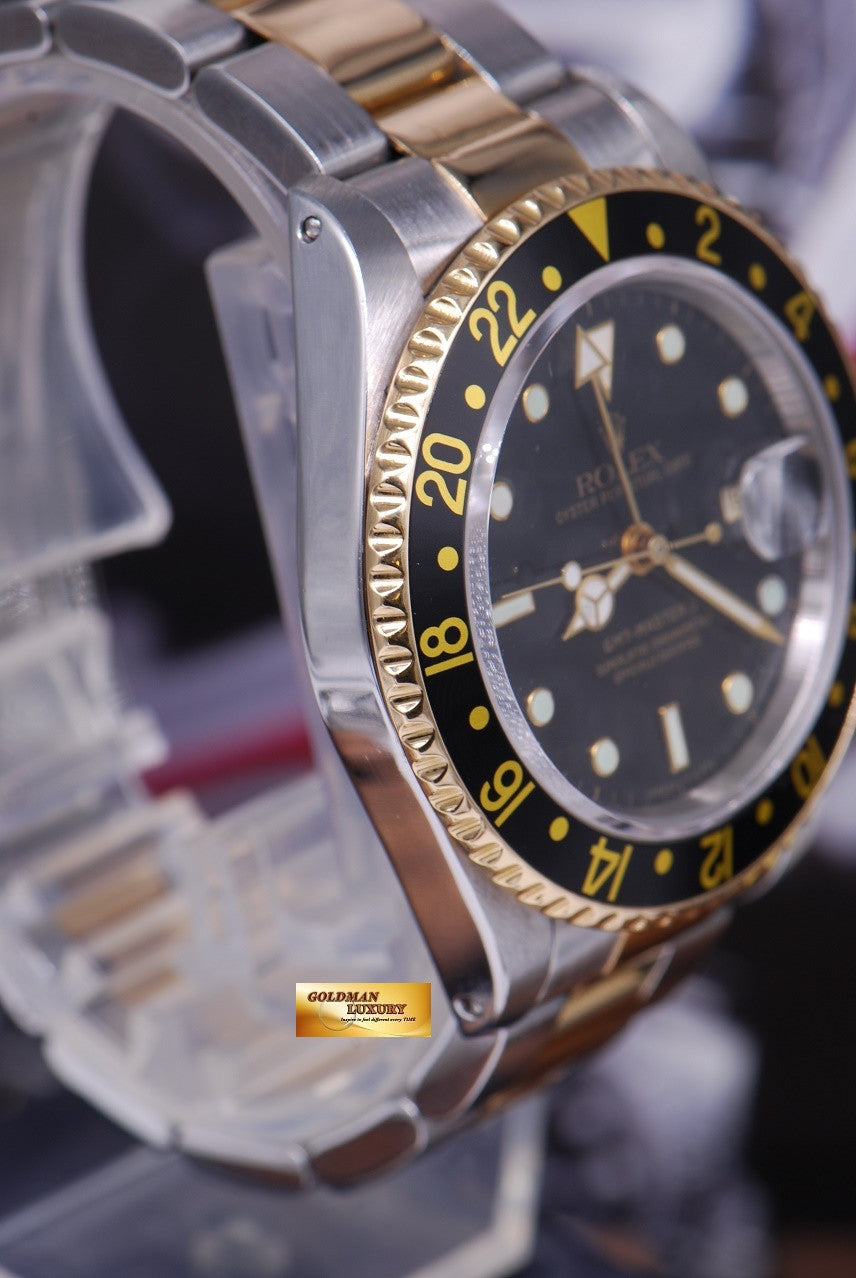 [SOLD] ROLEX OYSTER PERPETUAL GMT-MASTER II HALF-GOLD BLACK Ref : 16713 (MINT)