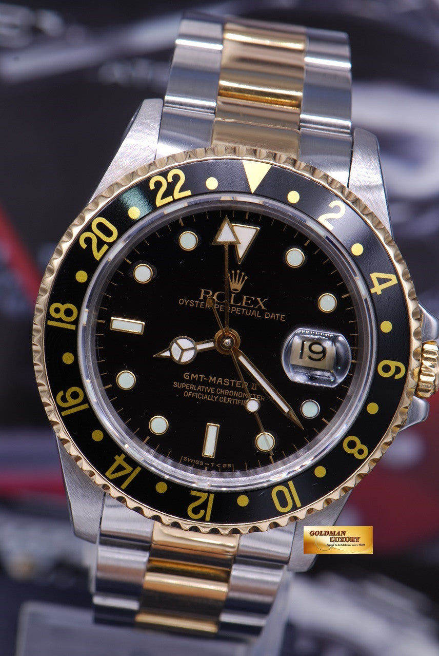 [SOLD] ROLEX OYSTER PERPETUAL GMT-MASTER II HALF-GOLD BLACK Ref : 16713 (MINT)