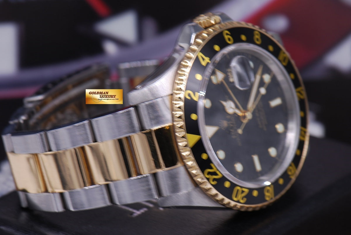 [SOLD] ROLEX OYSTER PERPETUAL GMT-MASTER II HALF-GOLD BLACK Ref : 16713 (MINT)