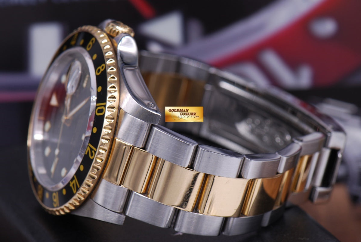 [SOLD] ROLEX OYSTER PERPETUAL GMT-MASTER II HALF-GOLD BLACK Ref : 16713 (MINT)