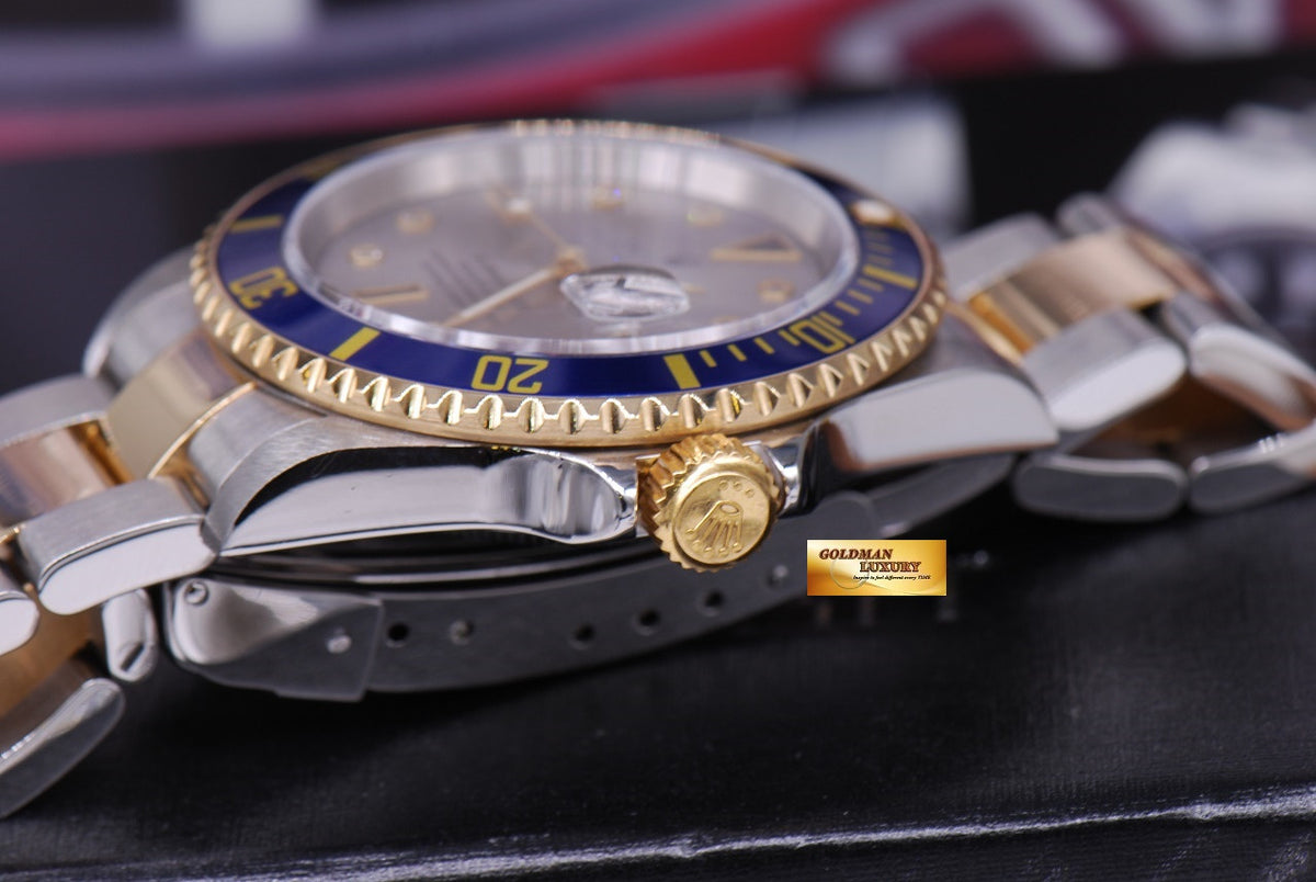 [SOLD] ROLEX OYSTER PERPETUAL BLUE SUBMARINER HALF-GOLD SERTI DIAMONDS Ref : 16613 (MINT)