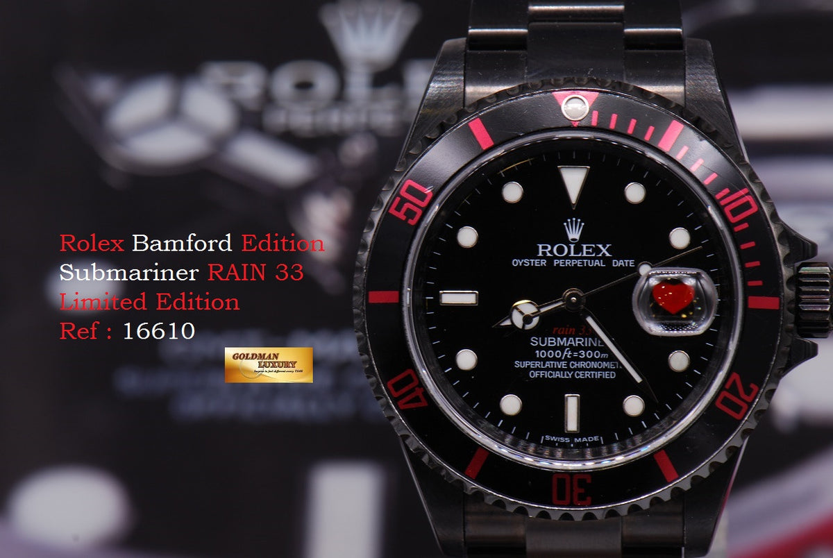 [SOLD] ROLEX BAMFORD EDITION SUBMARINER “RAIN 33” BLACK Ref : 16610 (NEAR MINT)