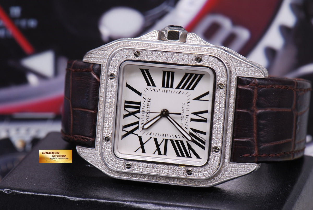 [SOLD] CARTIER SANTOS 100 XL CUSTOM FULL DIAMONDS AUTOMATIC (MINT)