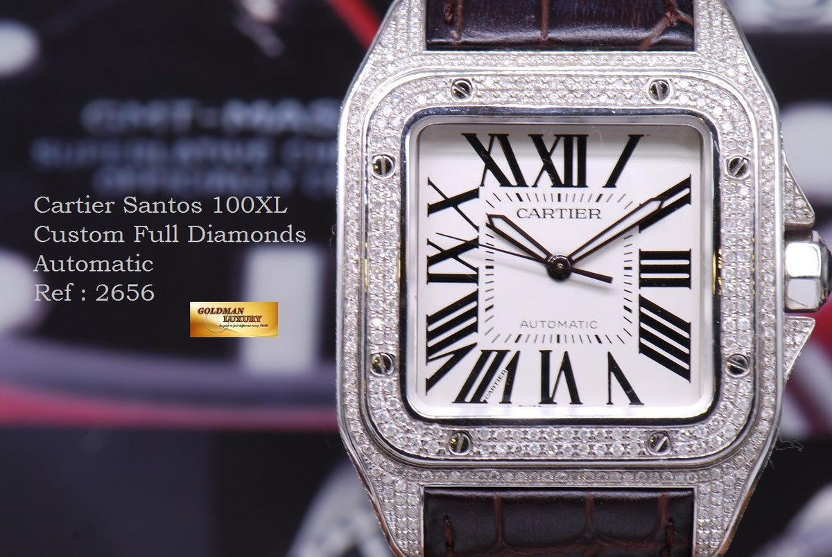 [SOLD] CARTIER SANTOS 100 XL CUSTOM FULL DIAMONDS AUTOMATIC (MINT)