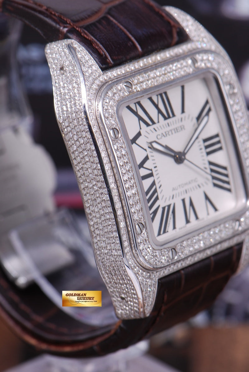 SOLD CARTIER SANTOS 100 XL CUSTOM FULL DIAMONDS AUTOMATIC MINT