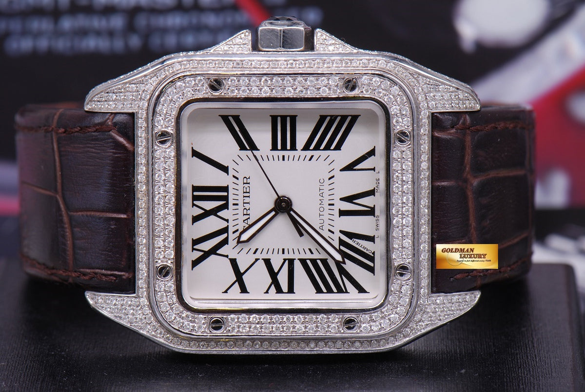 [SOLD] CARTIER SANTOS 100 XL CUSTOM FULL DIAMONDS AUTOMATIC (MINT)