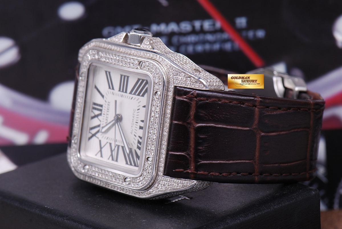 [SOLD] CARTIER SANTOS 100 XL CUSTOM FULL DIAMONDS AUTOMATIC (MINT)