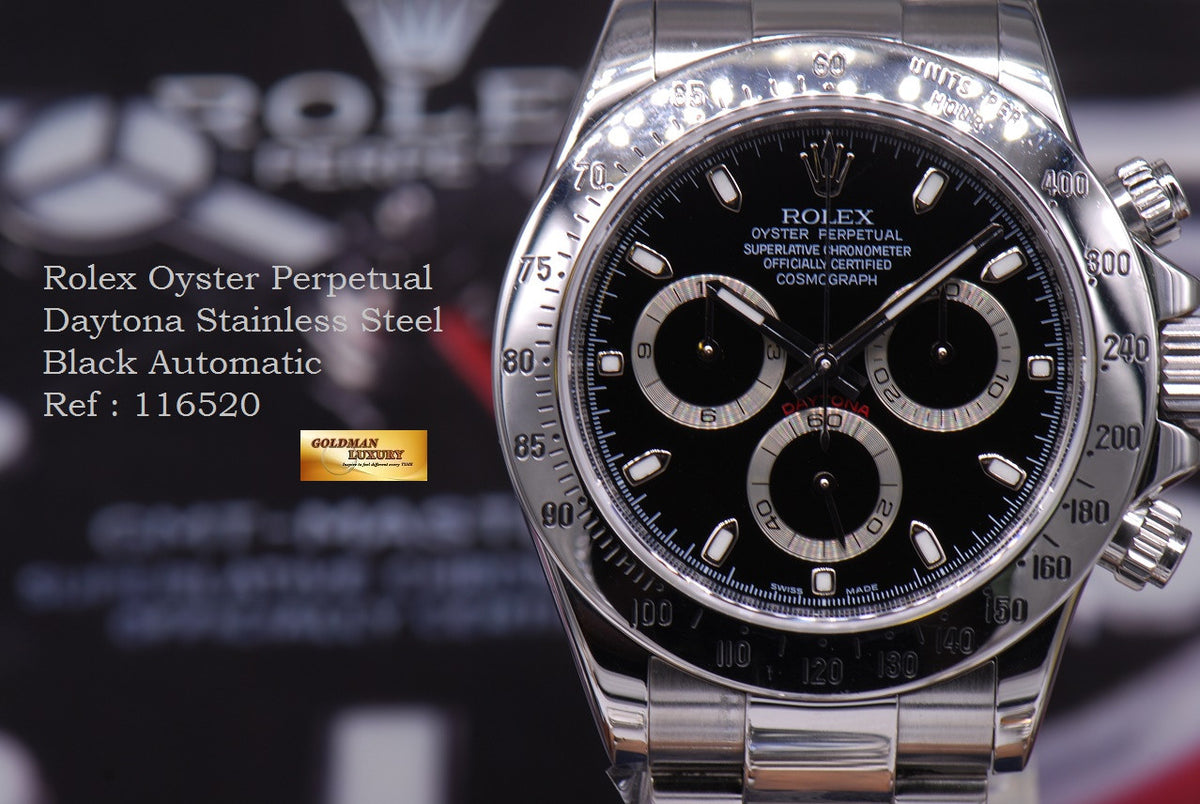 [SOLD] ROLEX OYSTER PERPETUAL DAYTONA STAINLESS STEEL CHRONOGRAPH BLACK Ref : 116520 (MINT)