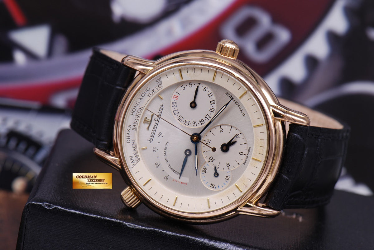 [SOLD] JLC WORLD TIME “GEOGRAPHIQUE” POWER RESERVE 38mm 18KRG AUTOMATIC (NEAR MINT)